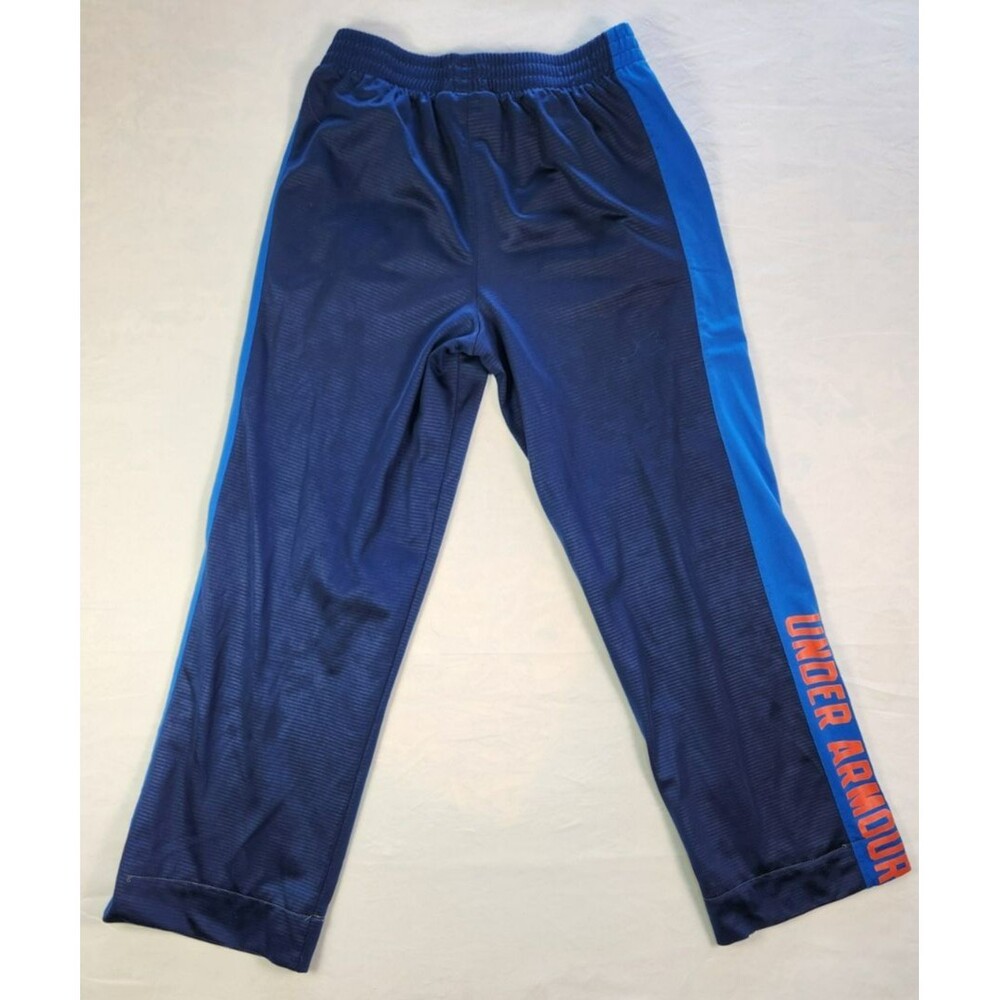 Under Armour Boys Athletic Pants YXL – Blue, Orange Logo, Activewear